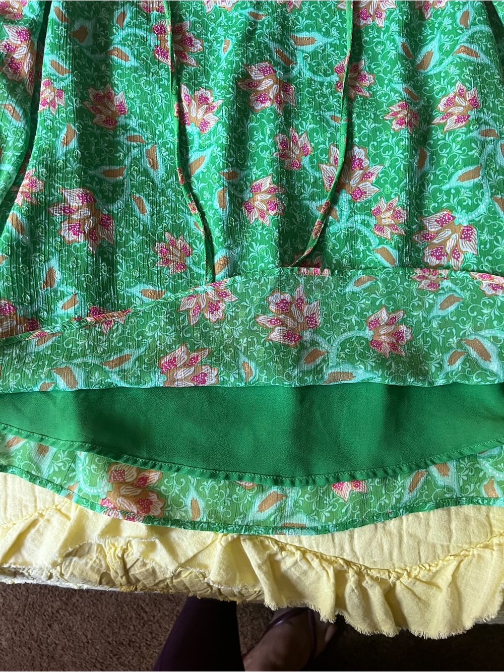 Joie Green Floral Tie-Neck Long Sleeve Blouse - Picture 8 of 11